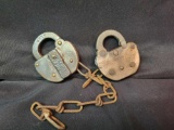 Pair of WMRY railroad locks without keys