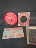 Engine fuel tank signs and shut of, beleived to be off of WM 3579 locomotive