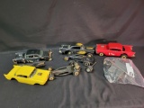 AMC Wen Mac car chassis and shells, one chassis has motor and one loose motor