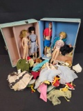 Barbie and Ken 1963 case and 4 Barbie, Ken and Midge