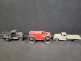 Marx wind up tractor, cast iron and light metal vintage trucks