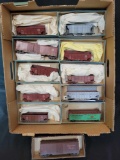 Group of HO customized box cars and hoppers