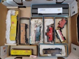 Group of HO customized box cars and cabooses