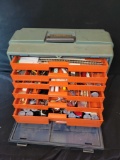 Fishing tackle box with drawers loaded of HO parts, layout tools and accessories