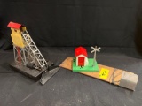 Metal Model Coal Elevator and Crossing Signal with House