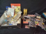Box of HO model kits, semi models, people and animals