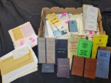 Box of early timetables, paperwork, forms and more, N&W, Southern, Penn, Wheeling and Lake, WM