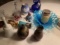 1 Hummel, Blue Fenton glass, other pottery, etc.