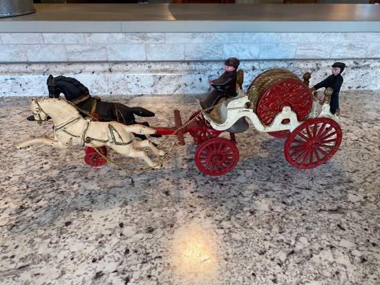 early Cast iron with fireman wagon
