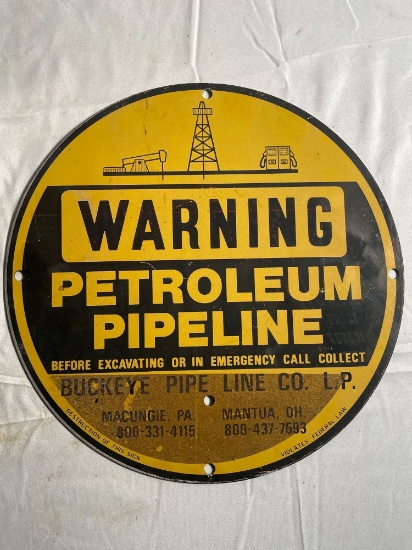 12 in. diameter petroleum pipeline sign