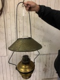 Country Store early Kerosene brass hanging lamp The Rochester
