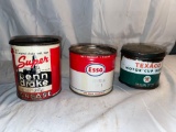 (3) antique grease cans