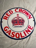 12 in. Red Crown Gasoline sign