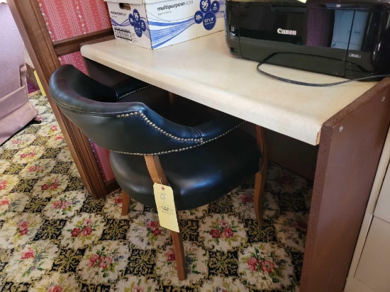 Modern counter top desk with nail head trim arm chair