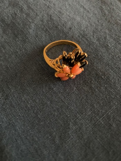 flower ring, 14k
