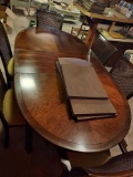 6 chair dark wood dinette - chairs: wicker back & fabric seats