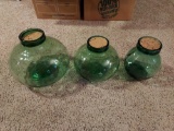 3 bubble glass jars