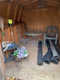 contents of shed , chairs, table, hard tools, misc