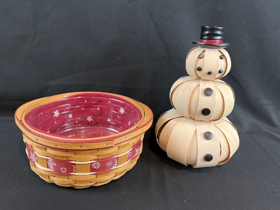 Longaberger Christmas basket & snowman