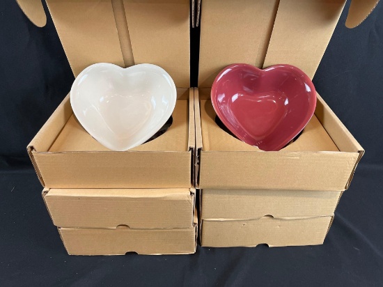 (6) Longaberger woven traditions heart dishes