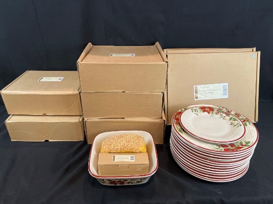 large lot of Longaberger Natures Garland dishes