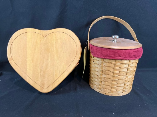 Longaberger heart basket, ice bucket