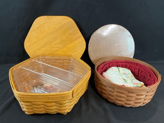 (2) covered Longaberger baskets