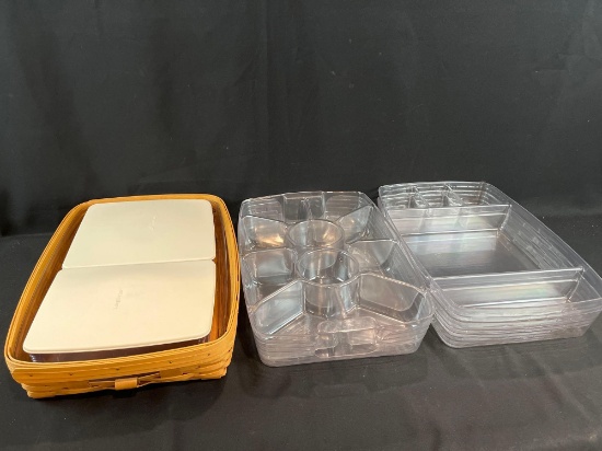 1999 Longaberger side dish w/ assorted inserts