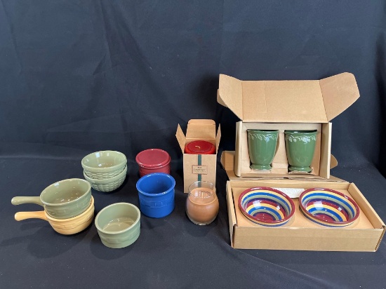 Longaberger pottery, candles