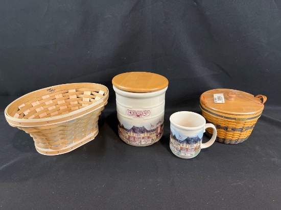 Longaberger mini corn basket, homestead pottery, oval basket