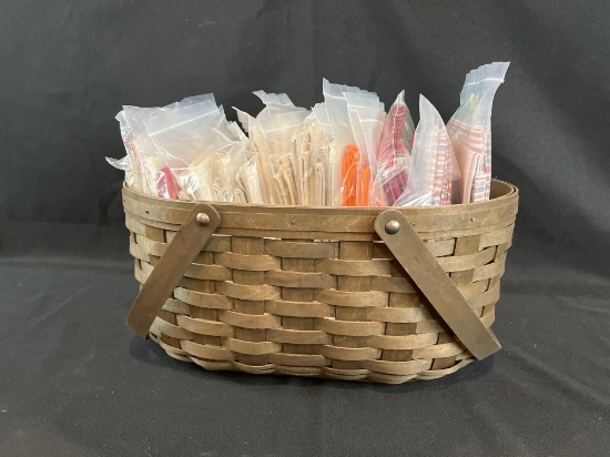 Longaberger basket filled w/ napkins