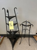 wrought iron basket stand, candle stand