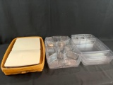 1999 Longaberger side dish w/ assorted inserts