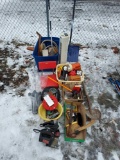 assortment of hand tools, flashlights, Electric Power tools, yard tools, and more