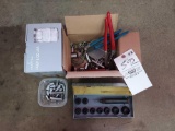 box of sockets, ratchets, hand tools, and Crofton Peep and go jar