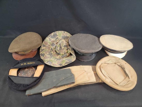 Group lot US Military USMC Hats Caps WWII WW2 to Vietnam
