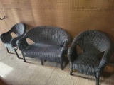3 Piece wicker set with loveseat and 2 chairs