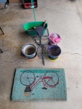 Garden items, planters bike holder and mat