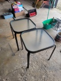 Pair of glass top patio tables