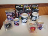 Group of various Nascar mugs, ornament and more