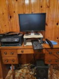 Computer desk, Epson printer, and office chair