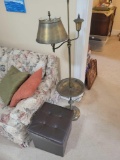 Brass table lamp and graduated stool
