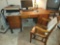 Large vintage desk with chair, contents not included