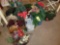 Large lot of artificial decor, wreathes, ribbon and more