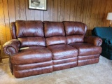 Lane leather sofa with 2 reclining ends