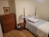 2 Piece full size bedroom suite, poster bed with mattress and box spring and 7 drawer chest