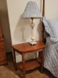 Small side stand with glass bedroom lamp