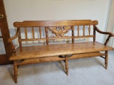 Cushman Colonial carved eagle bench, 61 inches wide