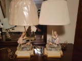 Pair of porcelain figure lamps