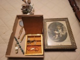 Hamilton watch, sterling bracelet, dresser boxes, bird figure